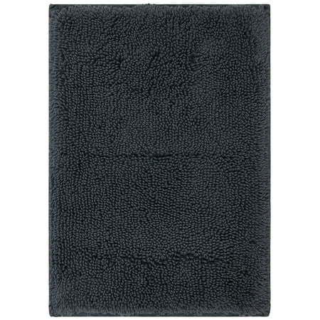 Mohawk Home Classic Cotton Plush Stain/Fade Resistant Non-Slip Washable Bath Mat, Charcoal, 1' 5" X 2'