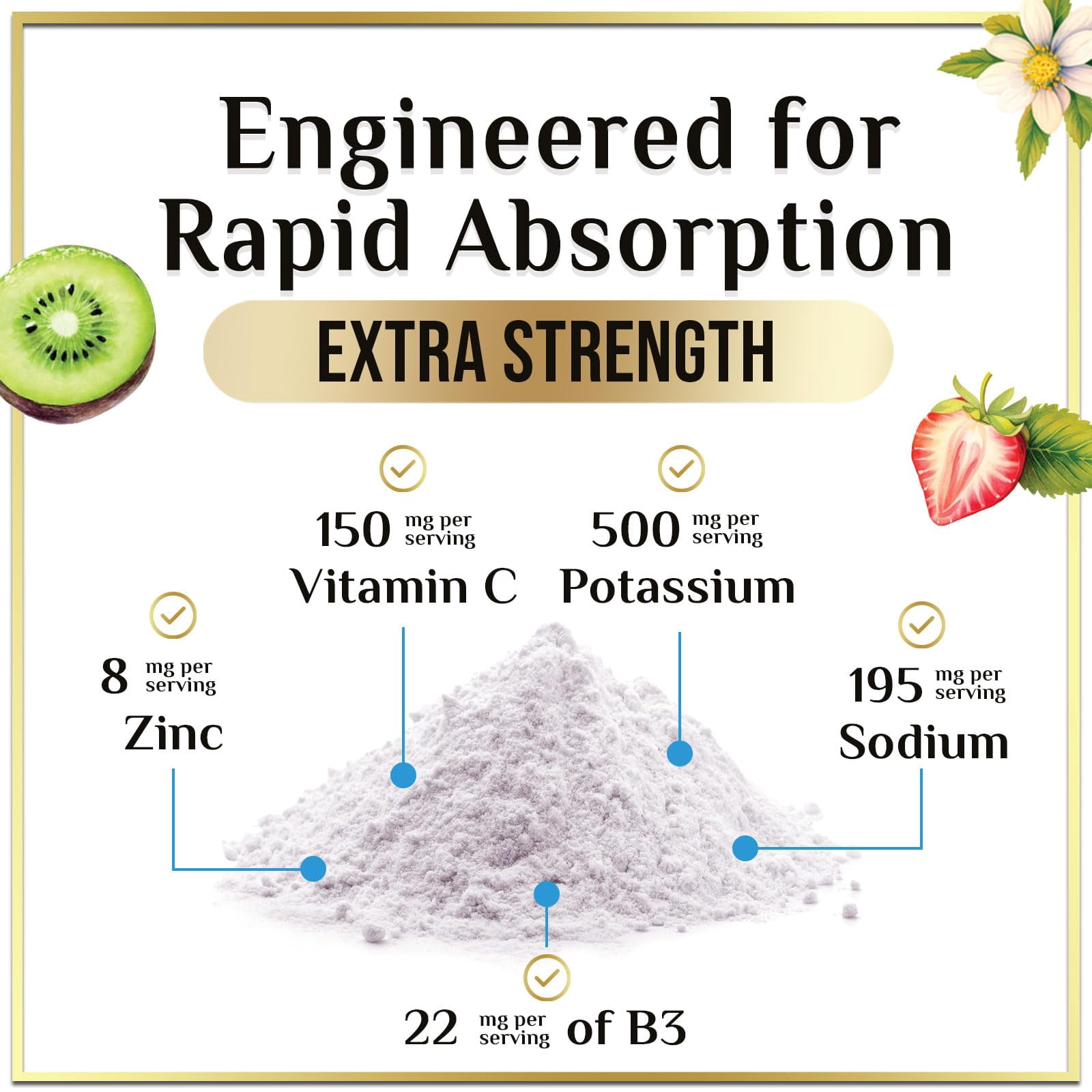 Hydration Electrolyte Drink Mix – Rapid Hydration Powder with 6 Electrolytes & Minerals Daily Replenisher Zero Sugar, Keto, Vegan, Non-GMO & Sugar-Free Electrolyte Powder Tub - 60 Servings