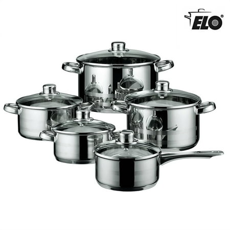 ELO Skyline Stainless Steel Kitchen Induction Cookware Pots and Pans Set with Air Ventilated Lids,
