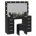 thumbnail image 6 of Uforic Glass Top Vanity Desk with Lighted Mirror, 10 Drawers & Power Outlets for Adults, Black, 6 of 9