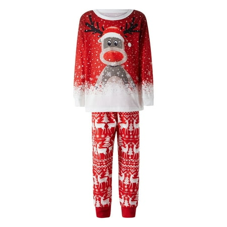 

JUNBYONE Family Outfits Matching Sets Party Pajamas Family Xmas Raglan Shirt Holiday Loungewear