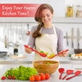 thumbnail image 6 of Walchoice 5 Pcs Silicone Cooking Utensils Set, Heat-Resistant Kitchen Utensils Set, Food-Grade Kitchen Tools, Soup Ladle, Slotted Spoon, Slotted Turner, Spoon, Pasta Server - Red, 6 of 7