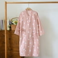 thumbnail image 2 of Puliio Robes For Women Spring Summer Lightweight Open Front Mid Length Kimono Bathrobe Soft Cotton Loungewear Nightgown,Size L, 2 of 7