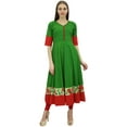 thumbnail image 5 of Bimba Women's Green Anarkali Custom Kurta Kurti 3/4 Sleeve Indian Blouse-4, 5 of 5