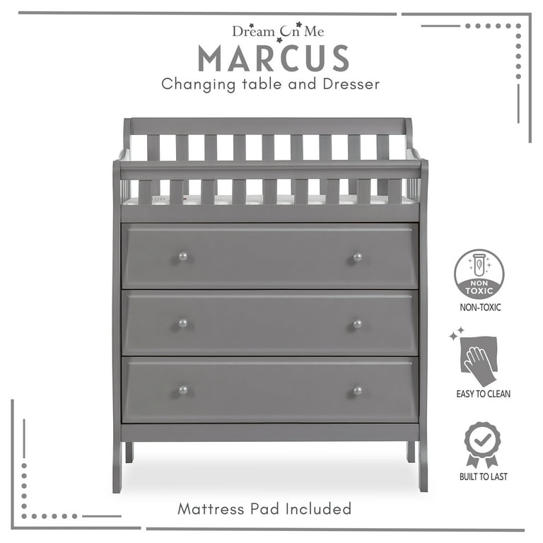 Dream on me marcus changing table and dresser storm on sale grey