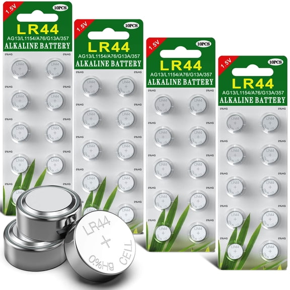 GutAlkaLi 40-Pack LR44 AG13 357 303 SR44 Button Cell Batteries – 1.5V Alkaline Coin Cells with Child-Safe Blister Packaging – Long-Lasting Power for Watches, Calculators, Toys& Medical Devices