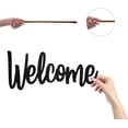 thumbnail image 3 of Welcome Wood Wall Sign Wooden Art Letter Wall Decor Display Laser Cut Wooden DIY Crafts Unfinished for Home Door Decoration Black 11.9x5.1 Inch, 3 of 7