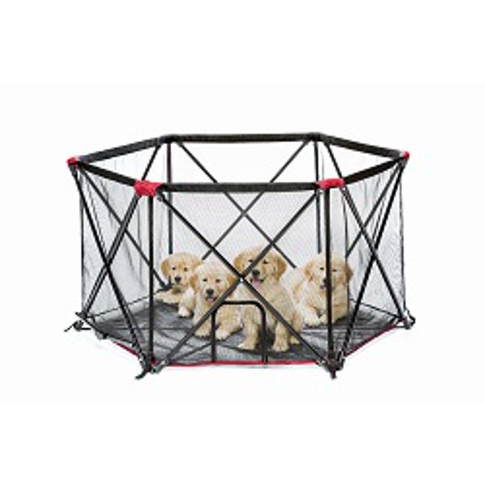 Carlson Folding Portable Dog Play Yard, Red, 48"L x 48"W x 26"H