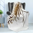thumbnail image 4 of Animal Soft Flannel Fleece Throw Blanket, Art Design Half Outline Drawing with Swirly Mane Horse Graphic on Plain Backdrop, Cozy Plush for Indoor and Outdoor Use, 50" x 70", Brown White, by Ambesonne, 4 of 5