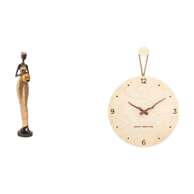 Escultura De Mujer Africana Y Reloj De Pared De Madera, Obra De Arte Decorativa Nórdica Moderna Para Dormitorio, Mesa, Oficina, Decoración Del Hogar, Novedad
