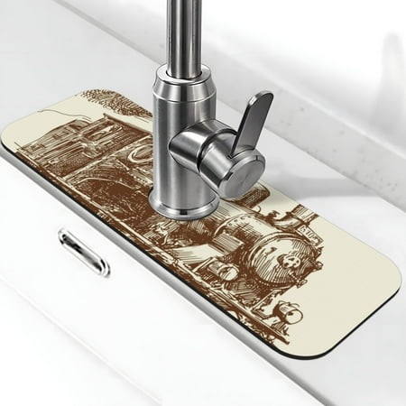 

Xecao Train for Kitchen Sink Splash Guard Faucet Mat Faucet Guard & Draining mat (15 X 5.5 )