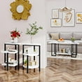 thumbnail image 3 of Stmoze Coffee Table Set with Storage Shelves, 3 Pieces Faux Marble Center Table with 2 End Tables, Modern Middle Table and 2 Side Tables Set, Living Room Table Set for Home, Office, White+Black, 3 of 7