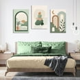 thumbnail image 4 of Framed Canvas Wall Art Prints, Boho Wall Decor, Mid Century Modern Wall Art Set of 3 Abstract Geometric Prints Sage Green Minimalist Wall Art, Natural Framed Canvas Prints Artwork For Living, 4 of 6