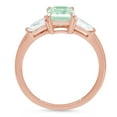 thumbnail image 2 of 1.5 ct Emerald Cut Simulated Green Diamond 3 Stone 14K Rose Gold Womens Engagement Ring, 2 of 5