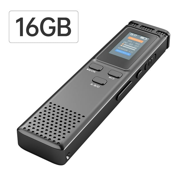 Graflsoa K66 Digital Voice Recorder with 16GB Built-in Card, 72-Hour Storage, 0.96" TFT Color Screen, 1536kbps Max Bitrate, Playback/Headphone/Voice Control/Gain Features, Rechargeable Battery