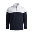 thumbnail image 4 of Men's Quarter Zip Pullover Sweatshirt Color Block Standing Collar Long Sleeve Loose Fit Athletic Top Casual Fashion Solid Patchwork Soft Sweatshirt, 4 of 8