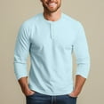 thumbnail image 2 of Mens T Shirts Casual Henley Neck Long Sleeve Button Down Tops Comfortable Loose Fit Solid Color Relaxation Shirts for Men Light Gray M, 2 of 6