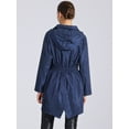 thumbnail image 3 of DARING DIVA Windbreaker Trench Coat Hooded Waterproof Jacket S Dark Blue, 3 of 6