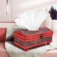 thumbnail image 4 of Retro Vintage Copper Ring Pattern Wooden Paper Tissue Box Holder Decor New:Retro Red, 4 of 8