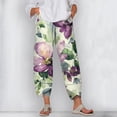 thumbnail image 2 of CLOOCL Plus Size Women Wide Leg Pants Watercolor Flowers Printed Casual Track Trousers, 2 of 6