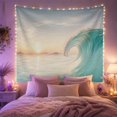 thumbnail image 2 of Curling Barrel Wave in a Golden Sunrise with Distant Mountains, Dramatic Coastal for Ocean Lovers, Nature Wall Art Decor, Housewarming Gift, Tapestry Wall Hanging for Bedroom and Dorm, 2 of 6