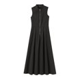 thumbnail image 1 of Taylonsss Robe Femme Couleur Unie Col Rond Sans Manches Taille Resserrée Style Élégant de Bureau, 1 of 6