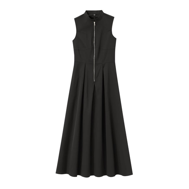 Taylonsss Robe Femme Couleur Unie Col Rond Sans Manches Taille Resserrée Style Élégant de Bureau