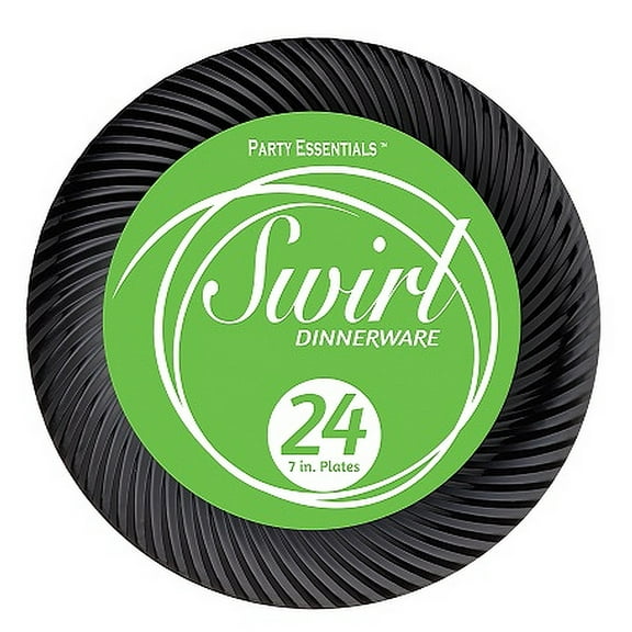 1 - Party Essentials 7" Swirl Plates - Black 24 Ct.