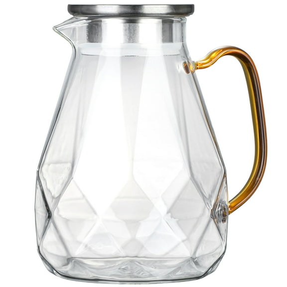 Glass Jug with Lid 1 Gallon Refrigerator Pitcher Dispenser Nightstand Teapot Stainless Steel Kettle