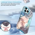thumbnail image 3 of CASEFIV for iPhone 16 Pro Case,Marble Pattern 3 in 1 Heavy Duty Shockproof Rugged Hard PC+Soft Silicone Drop Protective Girls Women Cover,Blue, 3 of 6