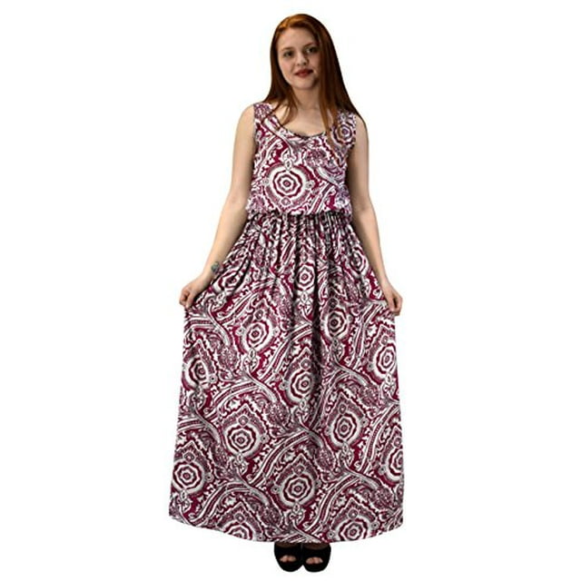 Peach Couture Robe Maxi Blouson Sans Manches pour Femmes Printemps et Été