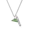 thumbnail image 1 of Delight Jewelry Acrylic 3/4" Green Cheer Megaphone Silvertone Family Bar Charm Necklace, 23", 1 of 4