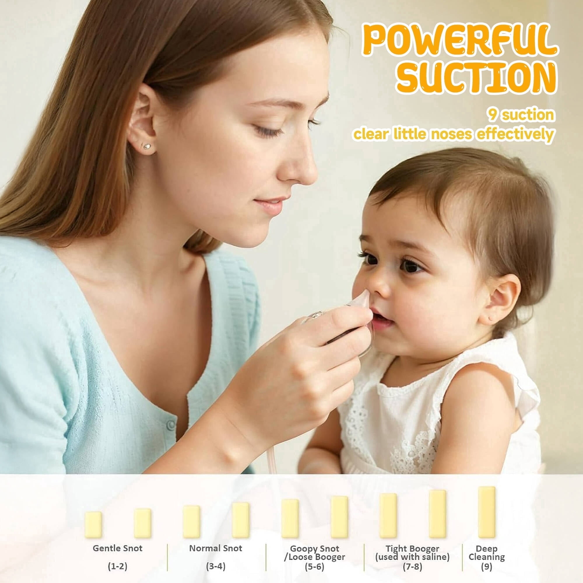 Morfone Nasal Aspirator for Baby, Hospital Grade Baby Nose Sucker with 9 Suction Levels, Music & Night Light Nose Suction for Infants Babies Toddler