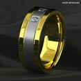 thumbnail image 6 of Tungsten Rings for Men Wedding Bands for Him Womens Wedding Bands for Her 8mm Diamond Gold Silver Brushed, 6 of 8