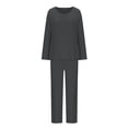 thumbnail image 4 of Hot Sales CNJKEHIUV Under $14 Women's Solid Round Neck Casual Home Wear Two Piece Pajamas Grey L, 4 of 6