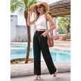 thumbnail image 4 of Women'S Wide Leg Dress Pants High Waisted Trousers Business Casual Slacks Button Palazzo Pant Black L, 4 of 9