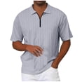 thumbnail image 2 of Bixock Casual Tops for Men,Short Sleeve Shirts for Men,Shirts for Men Summer Short Sleeve Collar Solid Color Zipper Loose Casual Tops, 2 of 6