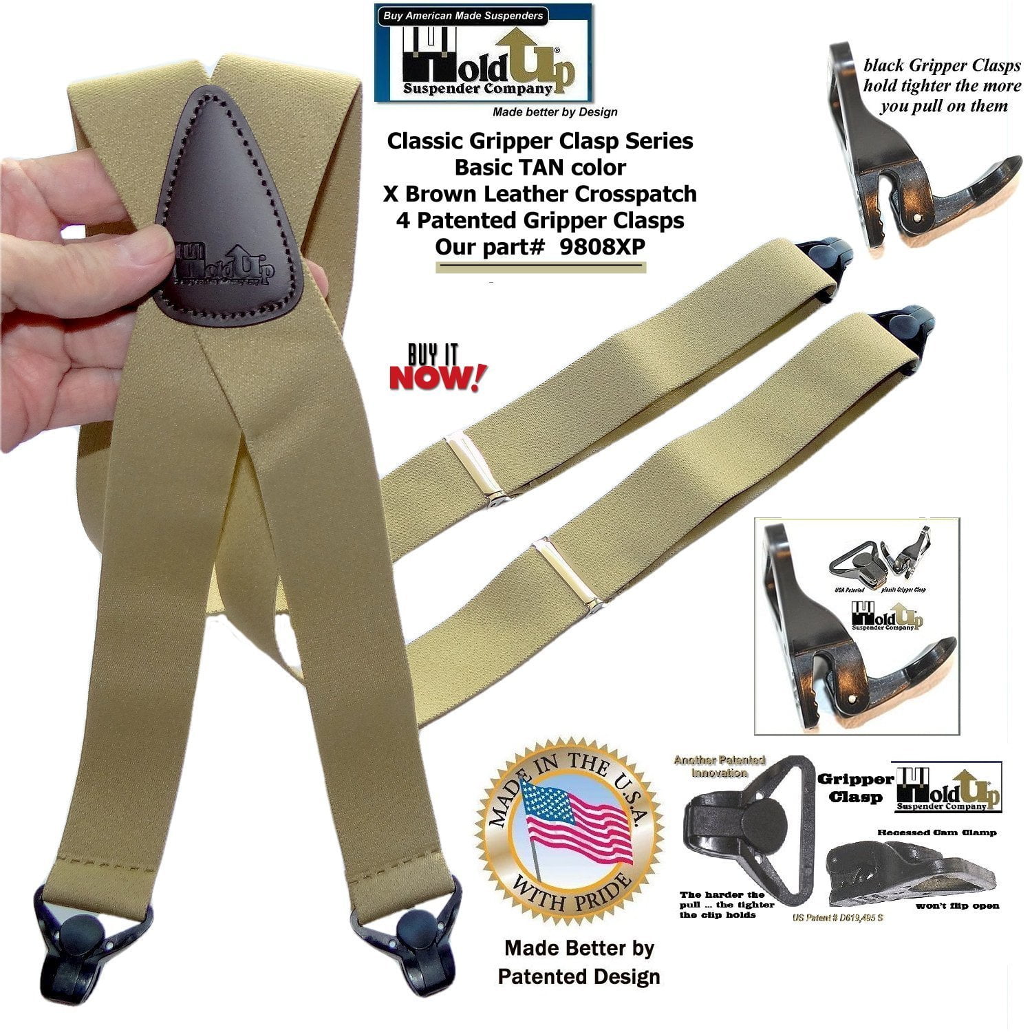 Holdup Suspender Holdup Brand Classic Series Tan Xback Suspenders