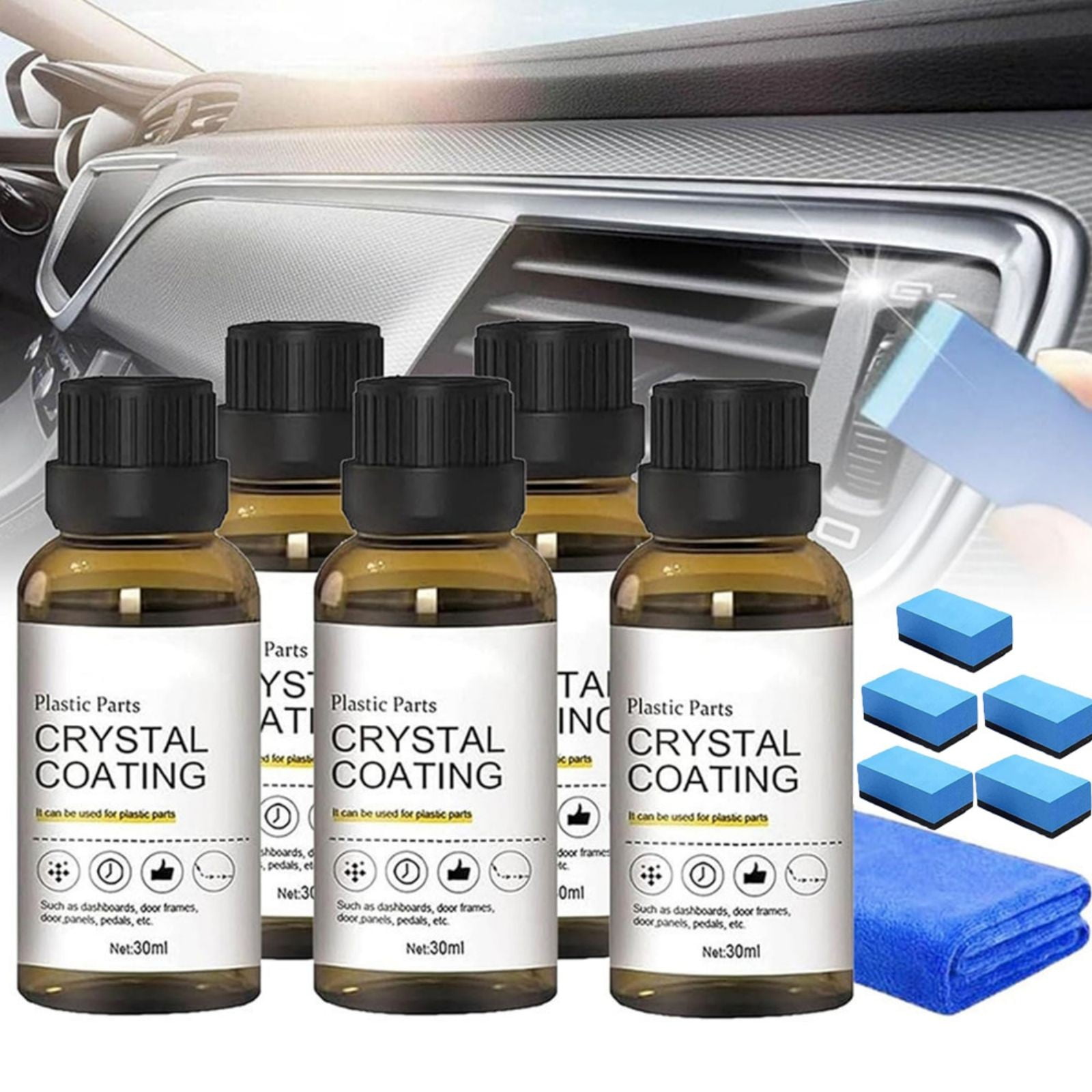 Sales！Tunhigl 30ml Set Of Plastic Refurbishing Agent for Automobile Interior Decoration Refurbishing Agent for Instrument Panel Polishing Plastic Leather Refurbishi