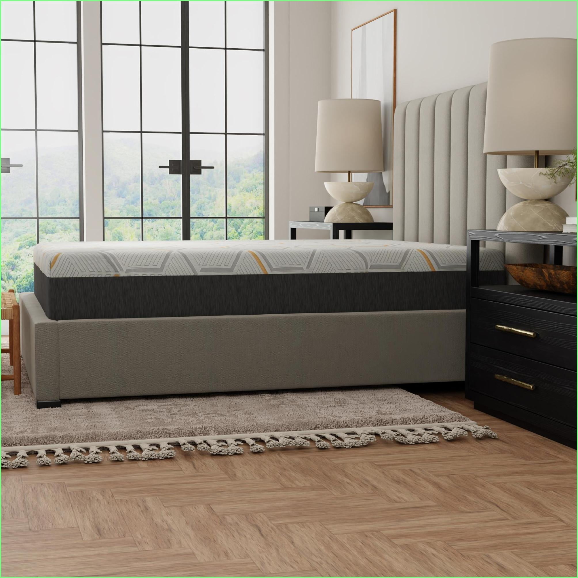 Mattresses 12'' Copper Gel Cooling Memory Foam King with Edge Support, Air Grid Base | Light Gray | Foam