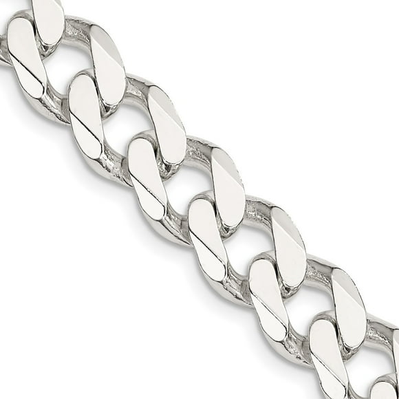 Diamond2Deal 925 Sterling Silver 11 mm Curb Chain Necklace for Mens 26"