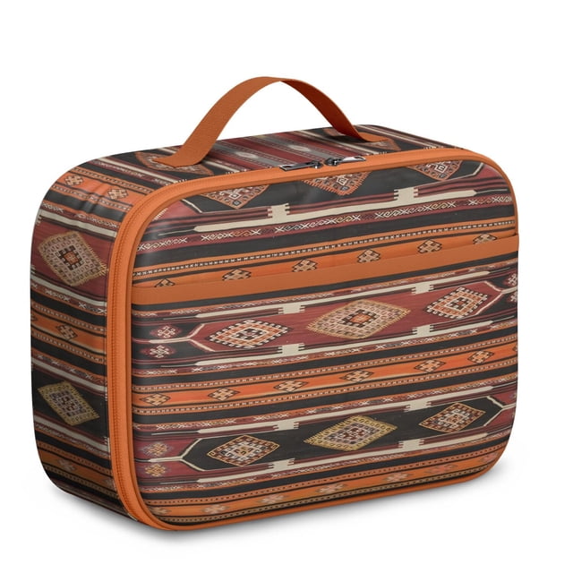 Tribal Antique Pattern Lunch Bag – Rustic Style Geometric Thermal Bento for Style-Conscious