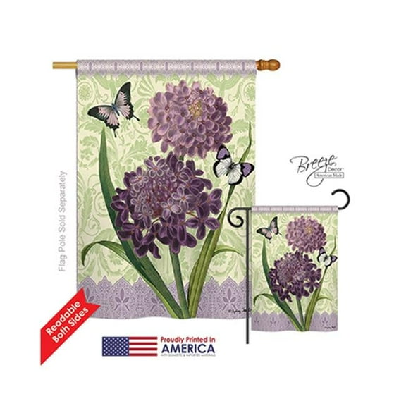 Breeze Decor 04079 Floral Iberis 2-Sided Vertical Impression House Flag - 28 x 40 in.