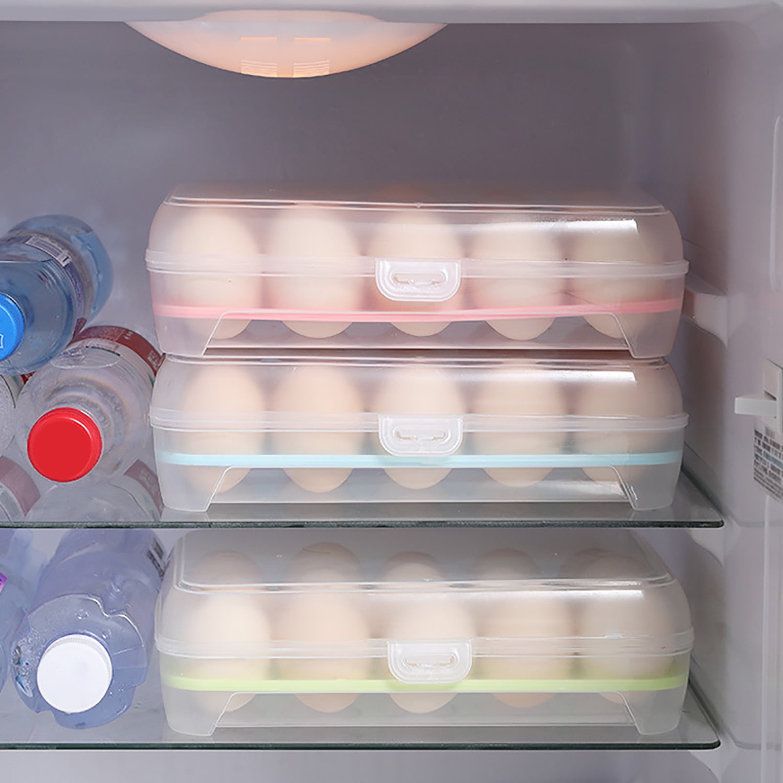Kingtowag Large Capacity Egg Holder for Refrigerator Egg Fresh Storage Box for Fridge Egg Storage Container Organizer Clear Plastic Storage Container, 1X Egg Carton