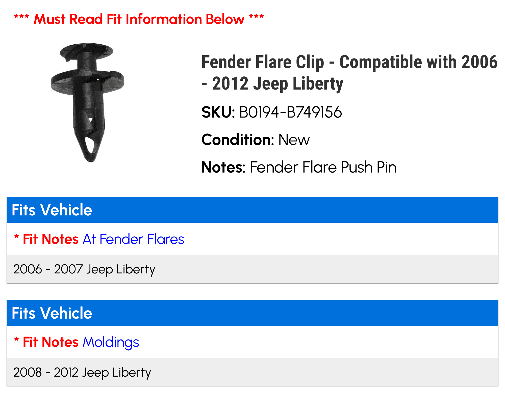 2006 jeep liberty fender flare clips deals