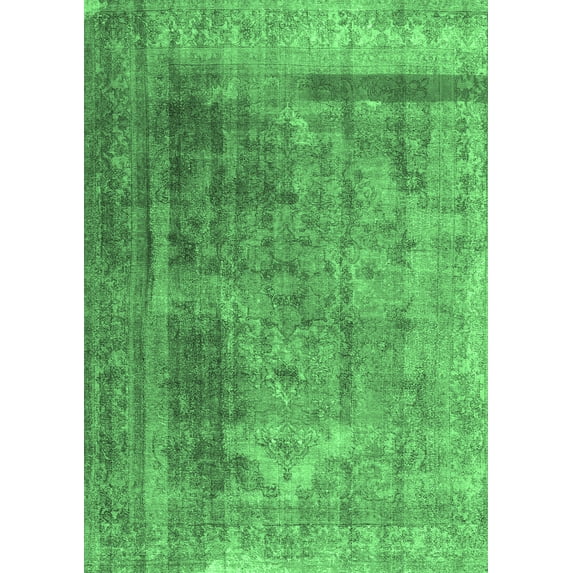 Ahgly Company Indoor Rectangle Abstract Emerald Green Contemporary Area Rugs, 5' x 7'