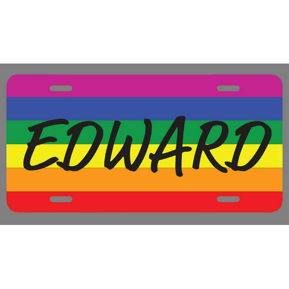 Edward Name Pride Flag Style License Plate Tag Vanity Novelty Metal | UV Printed Metal | 6-Inches By 12-Inches | Car Truck RV Trailer Wall Shop Man Cave | NP2316