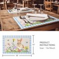 thumbnail image 3 of Placemats Set of 6, Happy Easter Bunny Woven Placemat, Linen Place Mats for Kitchen/Dining Tables, Spring Floral Burlap Blue Plaid Washable Table Mats for Party, 3 of 8