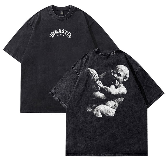 Peso Pluma Merch Dinastía Artwork Vintage Washed Cotton Dirtyfit T-Shirt Oversized Black Graphic Tee