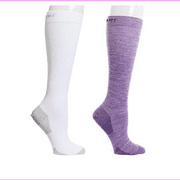 Copper Fit Womens Knee-High Compression Socks 2-pack, Purple/White, L/XL